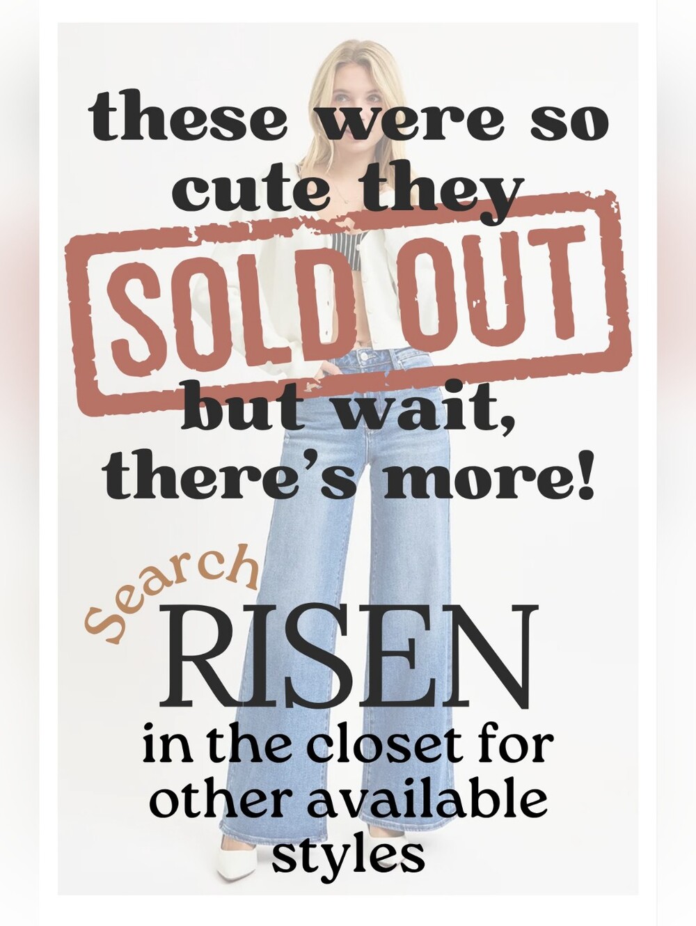 RISEN High Rise Medium Wash Classic Wide Leg Denim Jeans Stretch NEW